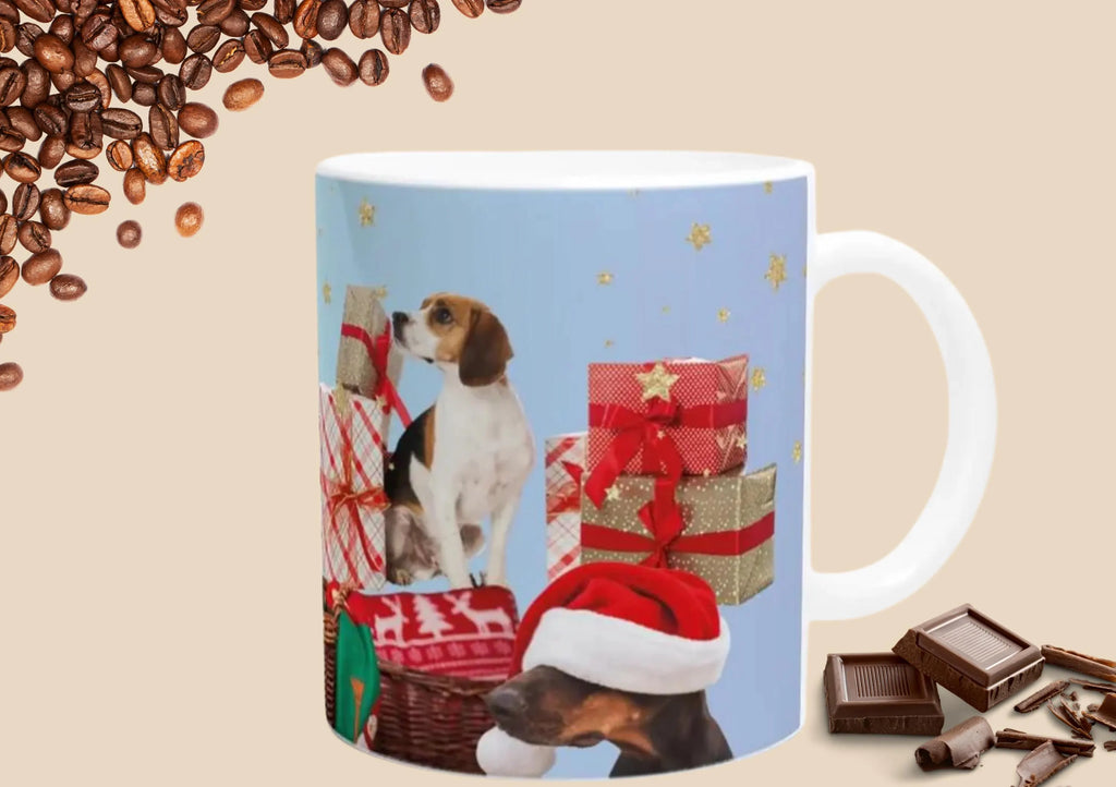 Tasse mit Motiv Weihnachtstasse mit Hunden Keramiktasse Weihnachten