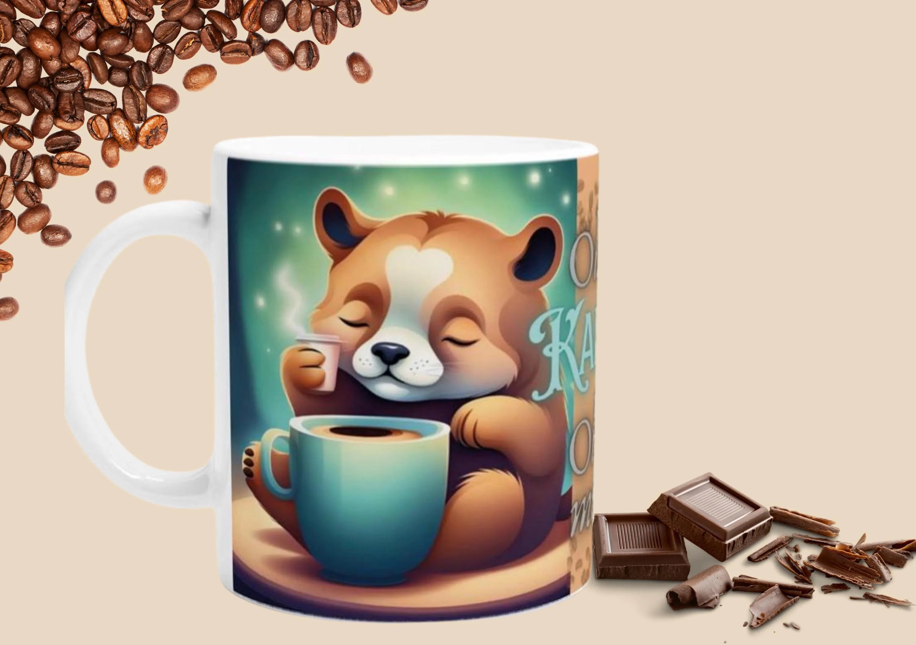 Motiv Tasse für Tierfreunde Niedlicher Kaffeebecher für Morgenmuffel Geschenk für Kinder und Freunde