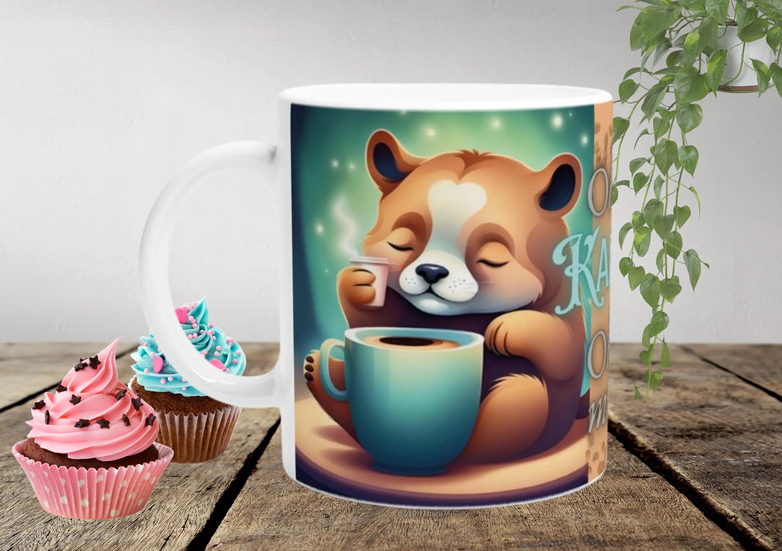 Motiv Tasse für Tierfreunde Niedlicher Kaffeebecher für Morgenmuffel Geschenk für Kinder und Freunde