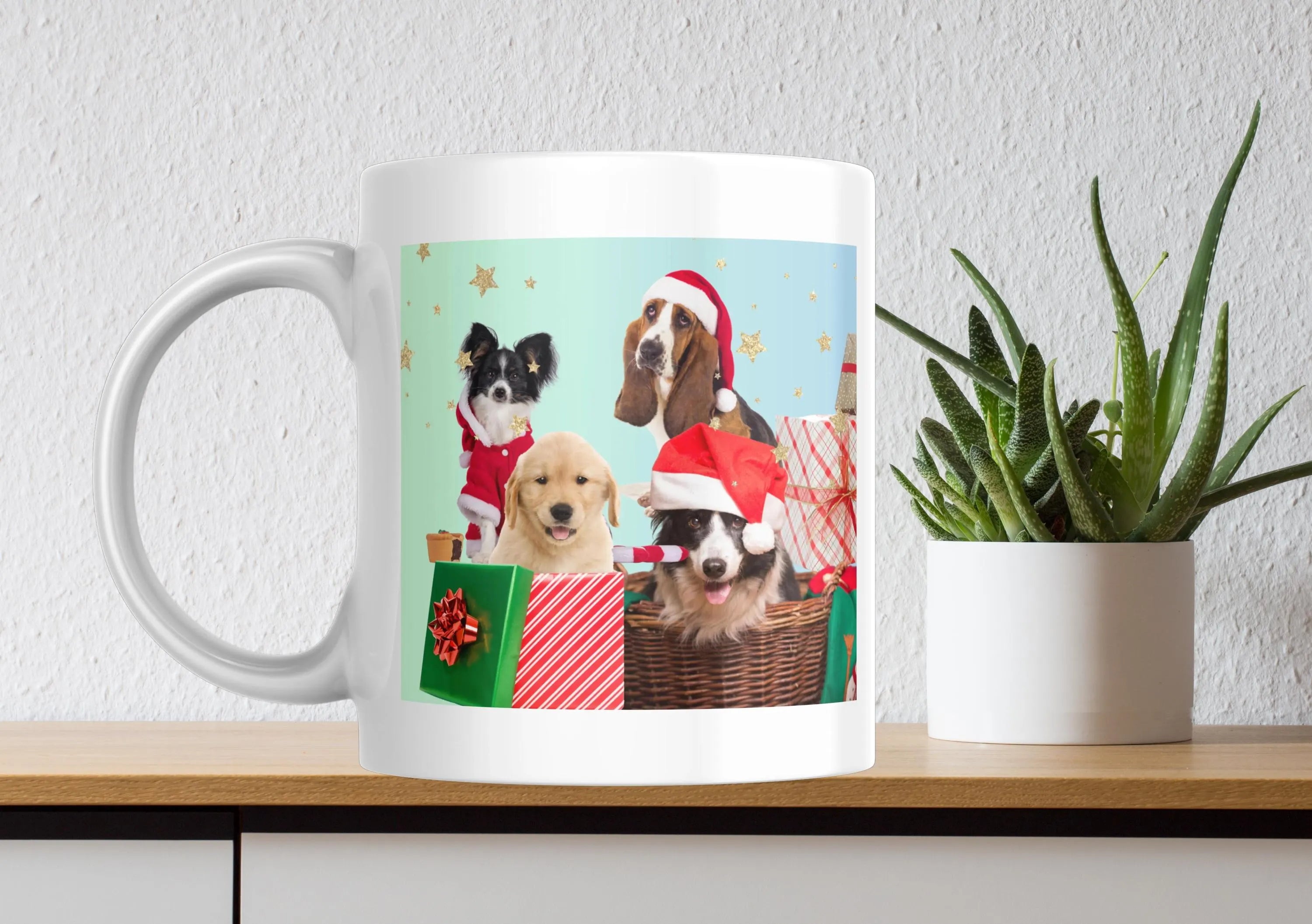 Tasse mit Motiv Weihnachtstasse mit Hunden Keramiktasse Weihnachten