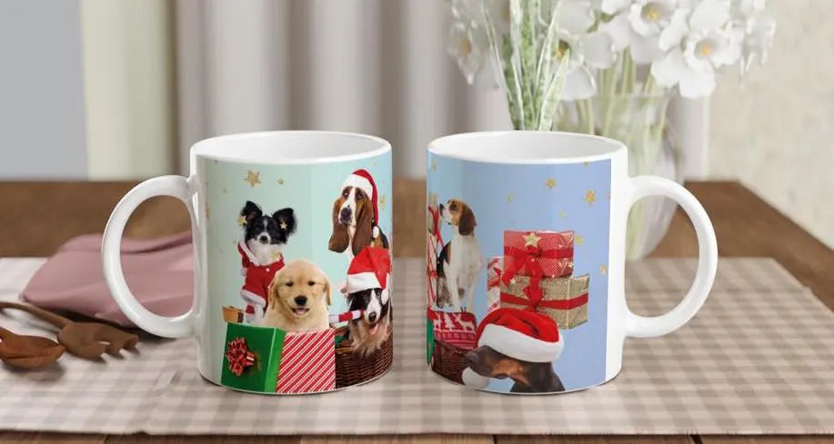 Tasse mit Motiv Weihnachtstasse mit Hunden Keramiktasse Weihnachten