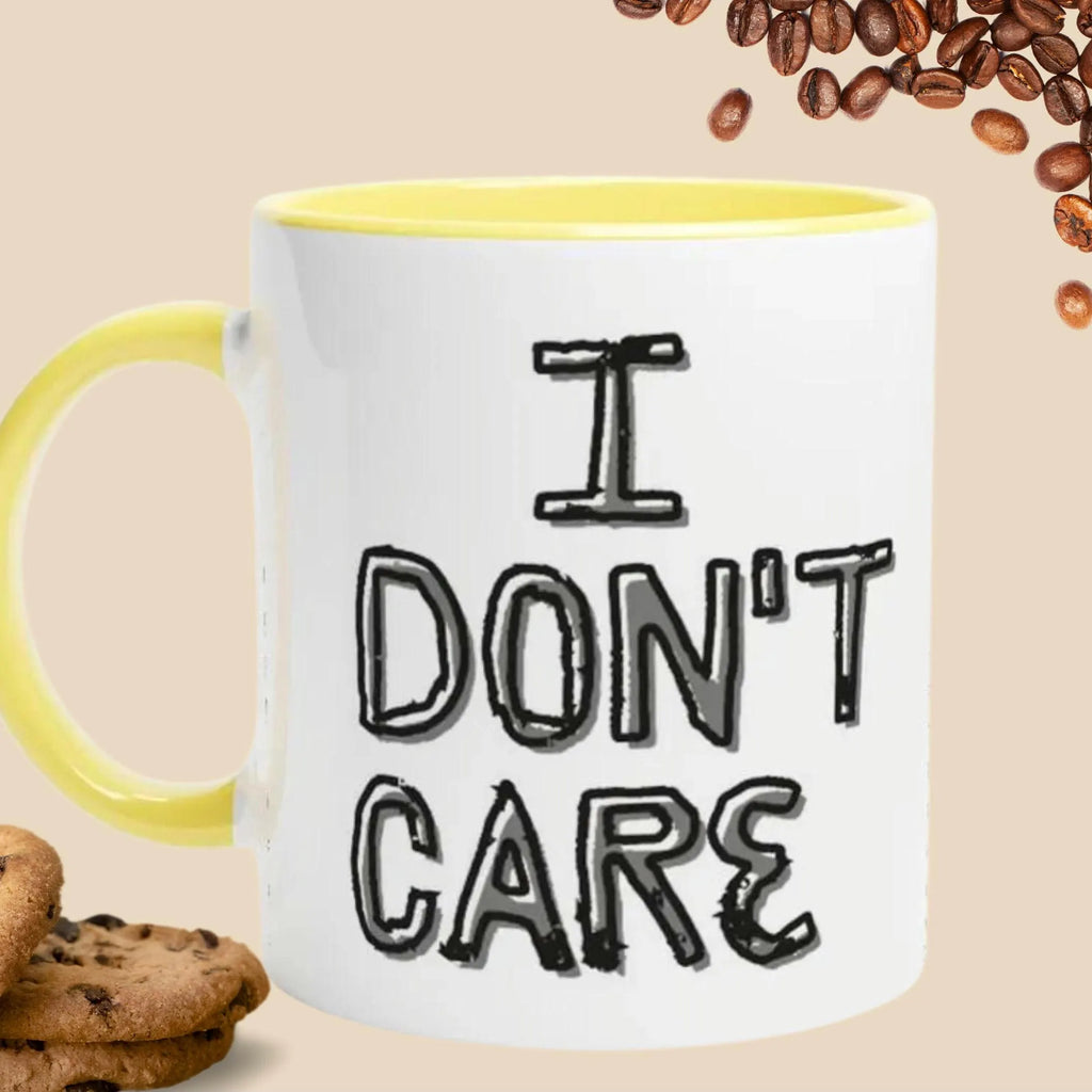 Lustige Tasse mit frechem Spruch, - I dont care- Geschenkidee für Freundin oder Freunde