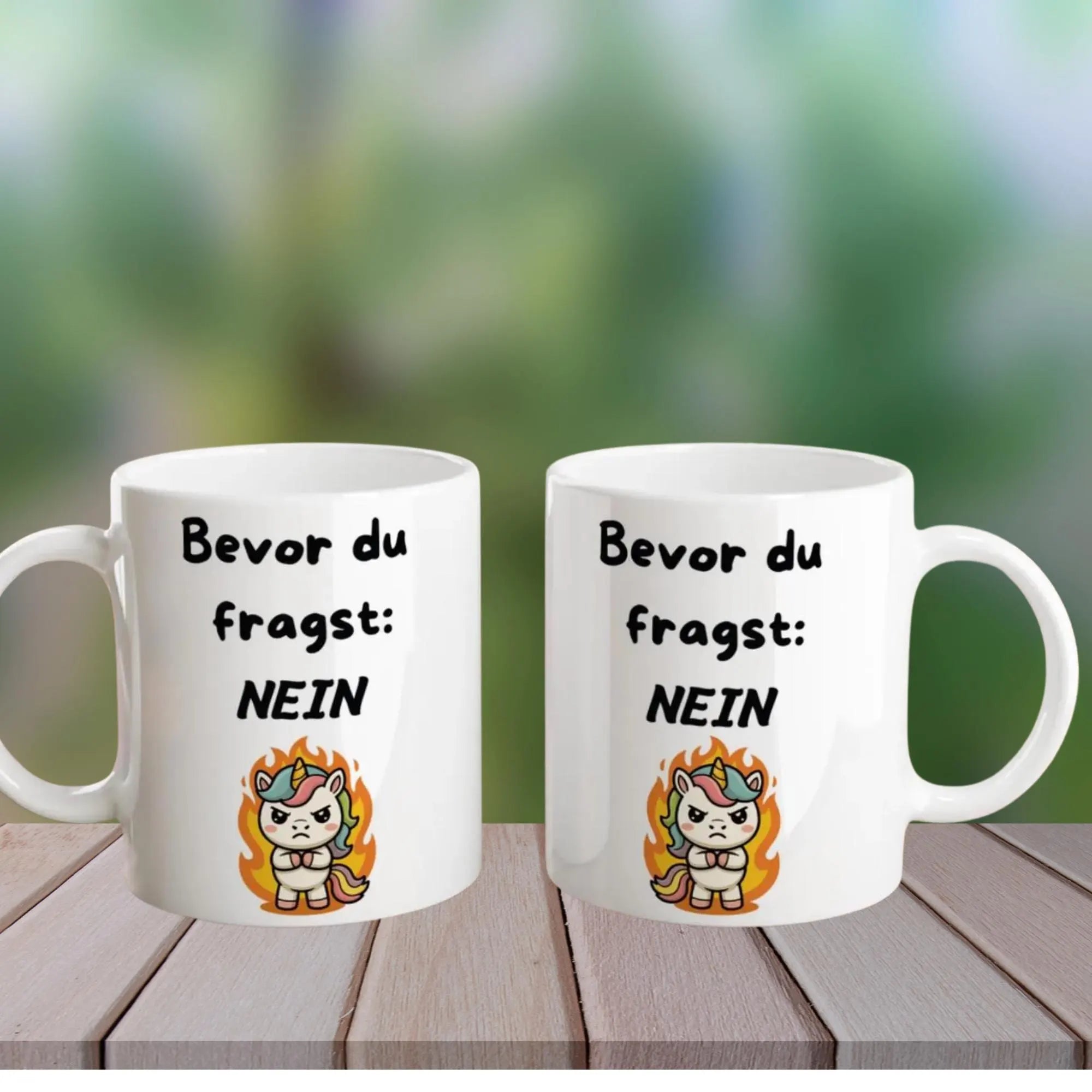 Lustige Einhorn Tasse mit witzigem Spruch - Bevor du fragst  Nein Geschenkidee für Frau und Mann
