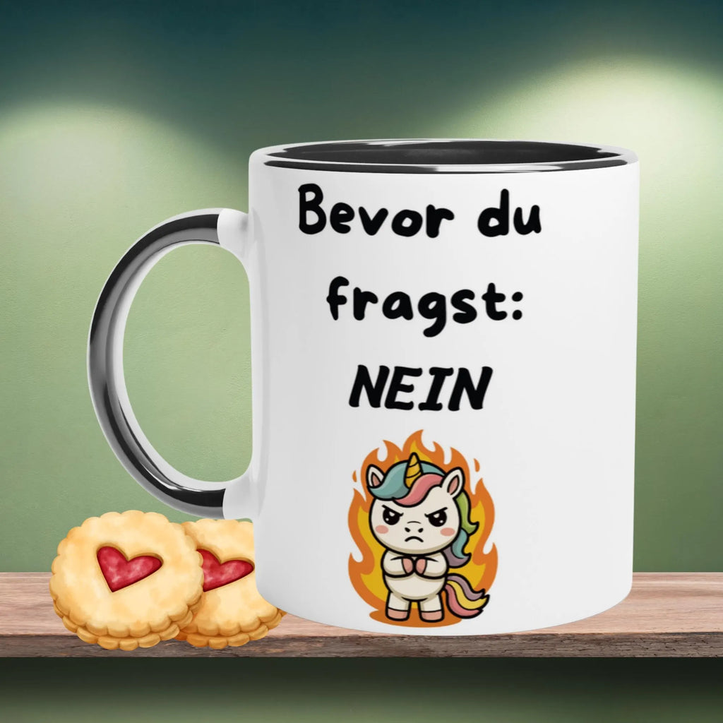 Lustige Einhorn Tasse mit witzigem Spruch - Bevor du fragst  Nein Geschenkidee für Frau und Mann