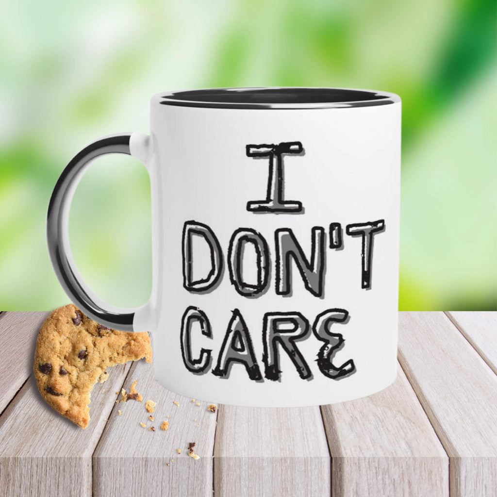 Lustige Tasse mit frechem Spruch, - I dont care- Geschenkidee für Freundin oder Freunde