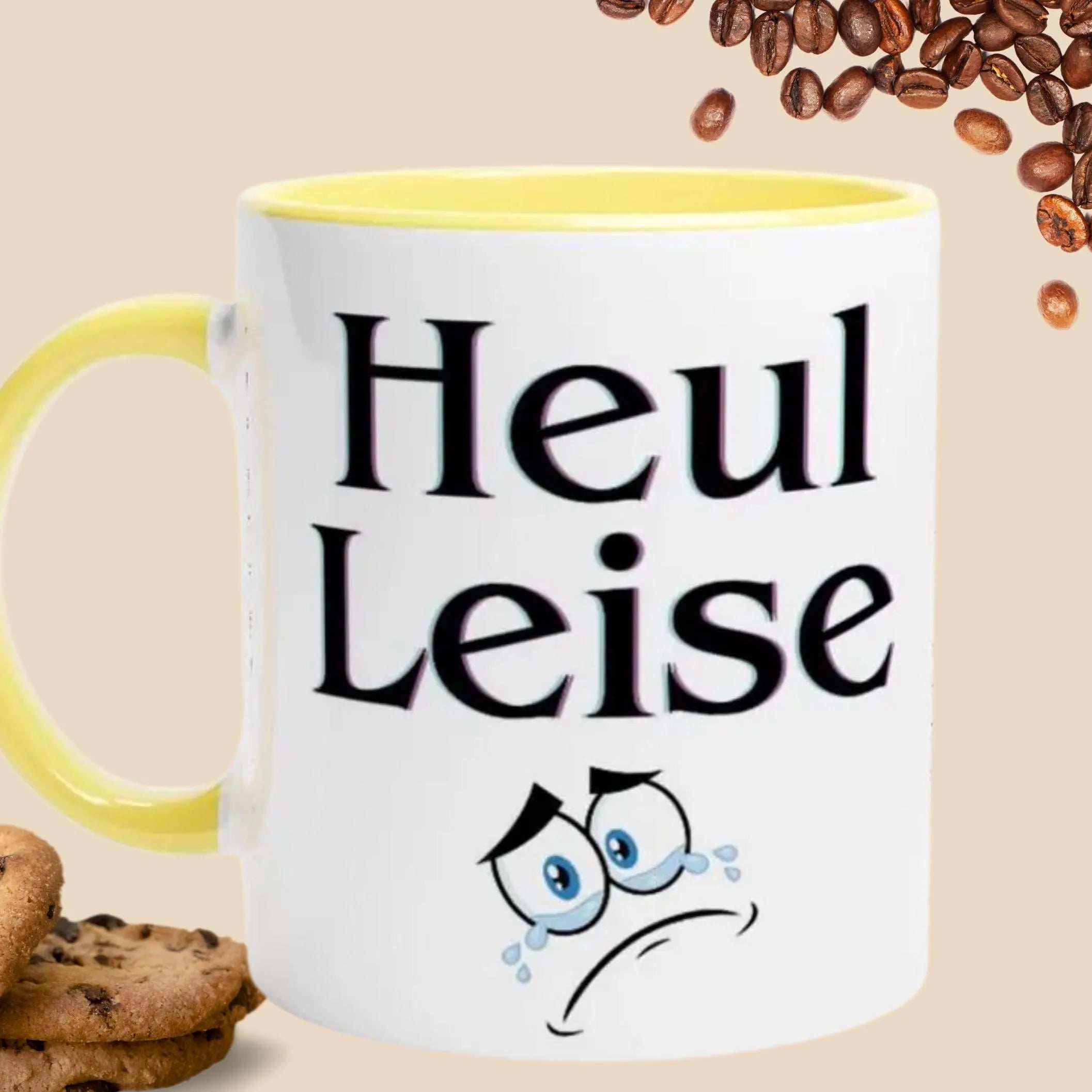 LustigeTasse mit Spruch Keramiktasse ,-Heul leise! , Geschenk für Sie Geschenkidee für Ihn, Tasse mit Farbe an der Innenseite unf Henkel
