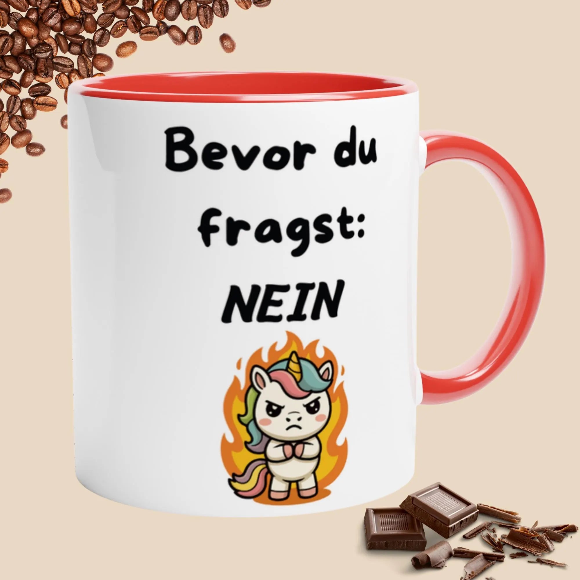 Lustige Einhorn Tasse mit witzigem Spruch - Bevor du fragst  Nein Geschenkidee für Frau und Mann